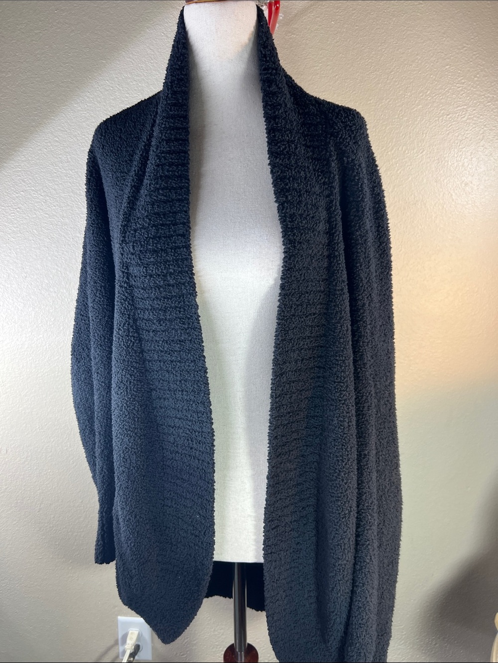 UGG Black Open-Front Cozy Knit Cardigan